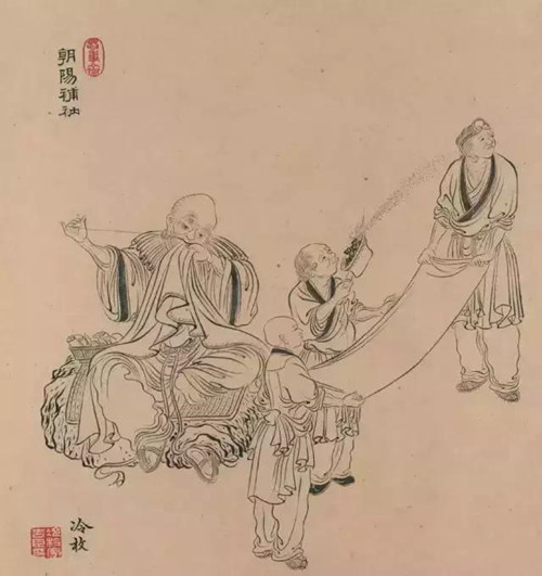 清代冷枚《白描罗汉图二十帧》,乾隆皇帝喜爱